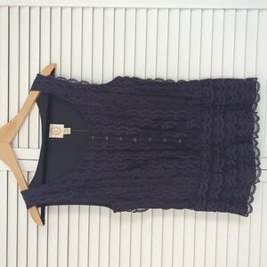 Anthropologie Ric Rac lace peplum knit tee